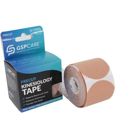Skin Pre-Cut I Kinesiology Tape 5cm*5m - 20 Pieces, Elastic Sports Tape for Muscle Support & Pain Relief - Buy Online on GoSupps.com