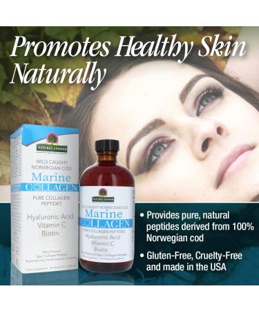 Nature's Answer Marine Collagen Liquid | Wild Caught Norwegian Cod | Collagen Peptides with Hyaluronic Acid & Biotin | 8oz | Gluten-Free | Supports Healthy Hair, Skin, Nails & Joints - Buy Online on GoSupps.com