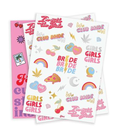 XO Fetti Bachelorette Party Decorations - 32 Metallic Temporary Tattoos for Bride to Be | Cool Bach Party Decor & Engaged Bride Accessories - Buy Online on GoSupps.com