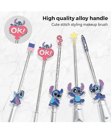 5 Pcs Stitch Makeup Brush Set - Portable Kawaii Cosmetic Brushes for Powder, Eyeshadow, Blush, Lips - Silver Stitch Gifts for Women/Girls - Buy Online on GoSupps.com