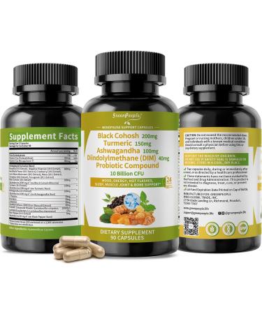 GREENPEOPLE Menopause Supplements for Women - Black Cohosh & Ashwagandha for Hot Flashes Night Sweats Mood Swings Hormonal Balance Support 10 Billion CFU Probiotic - 120 Capsules Vegan Gluten-Free 120 Count (Pack of 1) - Buy Online on GoSupps.com