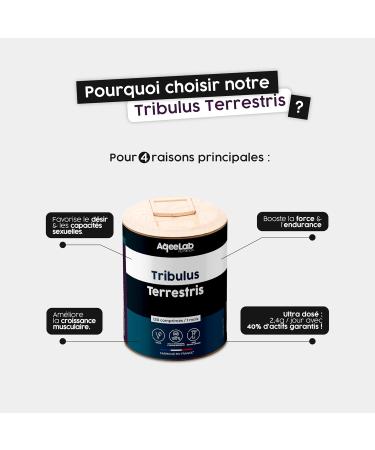 Tribulus Terrestris 2400 mg AqeeLab Nutrition 120 Vegetable Capsules 1 Month Guaranteed Saponin Content Strength Energy & Libido Made in France Environmentally Friendly Brand - Buy Online on GoSupps.com