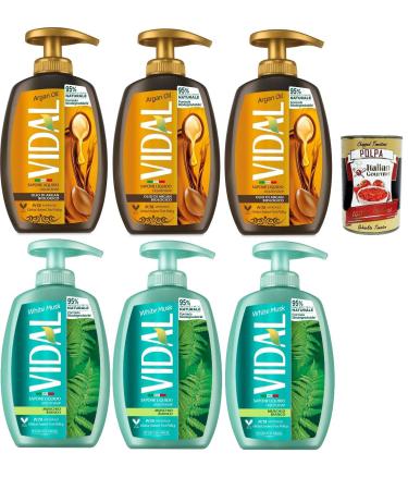 Italian Gourmet E.R. Vidal - Liquid Soap - Argan Oil and White Moss Test Pack - Liquid Soap Argan Oil and White Moss - 3 x 300 ml + Italian Gourmet Pulp 400 g