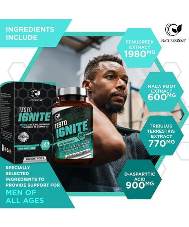 Testosterone Booster for Men - 180 Capsules with Zinc, Magnesium & Selenium - UK Made - Buy Online on GoSupps.com