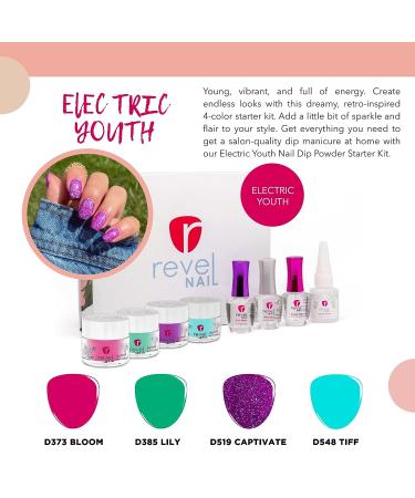 Revel Nail Starter Dip Powder Kit - 4 Color Manicure Set with Dip Powder and Liquid - Buy Online on GoSupps.com