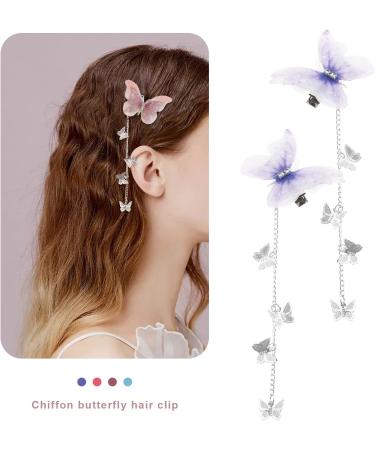 4 Pairs (8 Pieces) Butterfly Hair Clips Fairy Hair Clip Tassel Hair Accessories Elegant Headwear Hair Accessories for Girls Women - Buy Online on GoSupps.com
