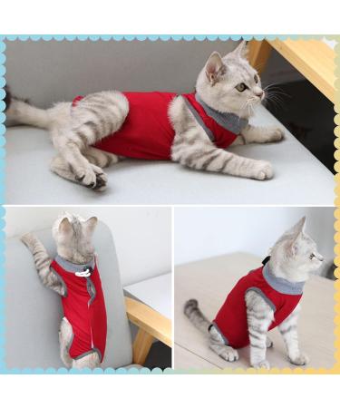 CLLRYBO Katzenbody - After Surgery Recovery Suit for Cats | Red Medium - Pet Medical Surgical Shirt - Buy Online on GoSupps.com