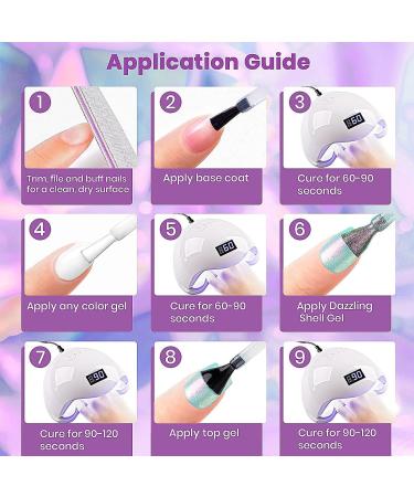 PEARL GLITTER GEL POLISH - Clear Green Shell Mermaid Effect | UV/LED Cured 7.5ml Gel Nail Polish for Shiny Pastel Nail Art Manicure - Buy Online on GoSupps.com