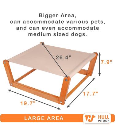 HullPetshop Cat Hammock & Dog Bed - Elevated Wood Pet Furniture for Small, Medium & Large Pets | Easy Assembly Indoor Hammock for Cats - Grey/Mink - Buy Online on GoSupps.com