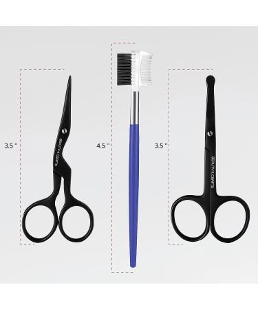 3-in-1 Eyebrow & Nose Scissors with Comb Brush - German Steel Grooming Kit for Men & Women | Beauty & Crafts - Buy Online on GoSupps.com