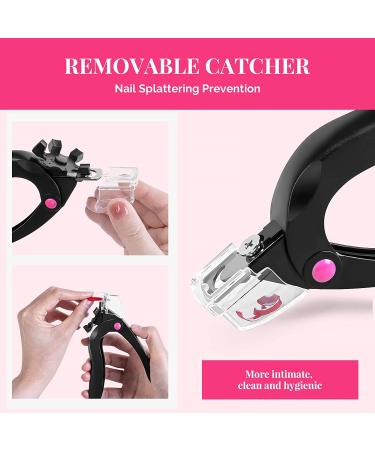 AIRSEE Adjustable Nail Clipper for Acrylic Nails with Sizer and Catcher - Nail Tip Cutter with Length Measurement Dial for Salon or Home Manicure - Black - Buy Online on GoSupps.com