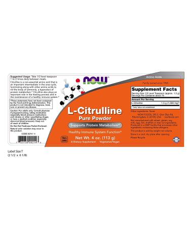 Now Foods L-Citrulline Pure Powder 4 oz - Boost Energy & Support Recovery - Buy Online on GoSupps.com