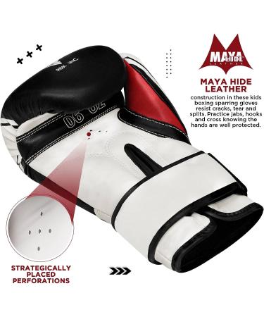 RDX Kids Boxing Gloves | 6oz & 4oz Junior Training Mitts | Maya Hide Leather | Ventilated Palm | for Muay Thai, MMA, Kickboxing | Punching Bag & Focus Pads | Black - Buy Online on GoSupps.com