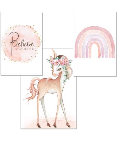 artpin Children's Room unicorn Poster A4 Pictures Baby Room Decorative Girls Set of 3 Pictures Wall Art P57
