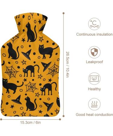 Hot Water Bottle with Lid - Halloween Cats Design for Pain Relief Cramps & Foot Warmer | Rubber Hot Water Bag for Hot and Cold Therapy - Buy Online on GoSupps.com