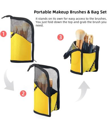 Travel Makeup Brush Holder with 12PCS Brushes - Stand-Up Organizer Bag for Women | Perfect for Guitar Lovers - Buy Online on GoSupps.com