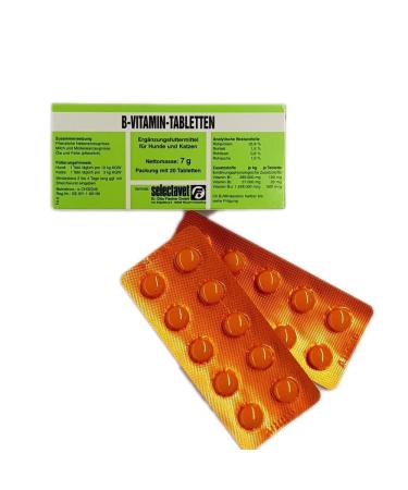 Selectavet B vitamin tablets |20 tablets |Supplementary feed for dogs and cats |B vitamins for deficiency situations such as hunger states and digestive disorders 20 pieces (1 Pack)