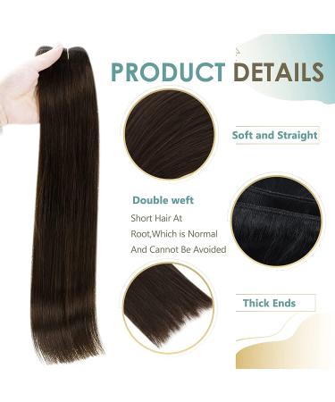 Full Shine 18 Straight Remy Hair Weft Extensions - Double Wefted Darker Brown #2 - 105g Full Head Sew in Weft Human Hair Bundles - Buy Online on GoSupps.com
