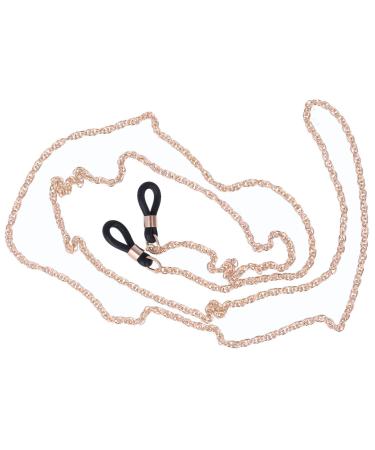 Deutsche Augenoptik AG Elegant glasses chain made of fine metal in rose gold with rubber loop and stopper (Vers. 6)