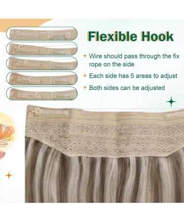 Easyouth Human Hair Wire Extensions Light Brown Highlight Platinum Blonde 18 Inch 80g - #8P60 - Buy Online on GoSupps.com