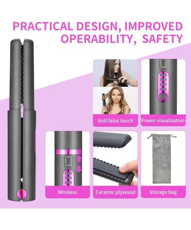 OBEST Cordless Hair Straighteners Curler 2 in 1 Mini Portable Travel Wireless Flat Iron Fast Heat Up Anti-Scald 3-Level Straightener for Swift Smooth and Glossy Hair Type-C Rechargeable (Grey) Gray - Buy Online on GoSupps.com