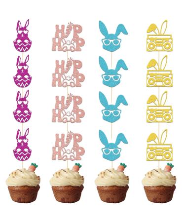 Hip Hop Easter Cupcake Toppers Bunny Themed Easter Cake Decorations Happy Easter Easter Kids Birthday Party Decor Supplies Gold Rose Gold