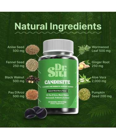 Candisite | Candida Cleanse | 10-in-1 Advanced Formula - Wormwood Black Walnut PAU D Arco | Supports Digestive & Microbial Balance | Candida Support | 60 Gummies - Buy Online on GoSupps.com