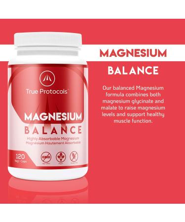 TRUE PROTOCOLS - Magnesium Balance - Magnesium Glycinate & Malate Chelates (100 mg) w/Vitamin B6 (2.5 mg) & Zinc (2.5 mg) - 240 Non-laxative & High Absorption Vegan Capsules - Bioavailable Caps For Optimal Muscle Function Stress Relief & Sleep - 100% Non- - Buy Online on GoSupps.com
