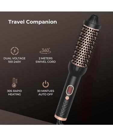 38mm Double PTC Thermal Brush | Warm Air Styling & Curling Brush | Volume Comb with LCD Display | Ideal Gifts for Women - Black & Gold - Buy Online on GoSupps.com