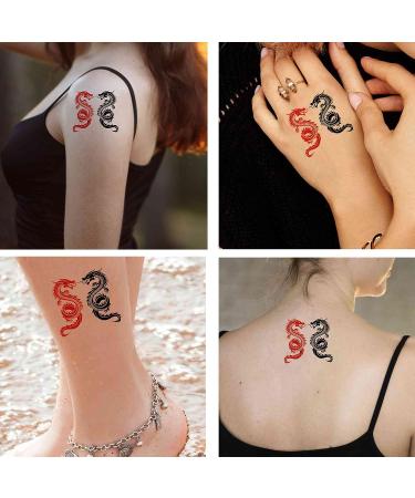 Dopetattoo 6 Sheets Realistic Temporary Tattoos for Men and Women - Black Red Tribal Dragon Animal Chinese Designs - Neck Arm Chest - Buy Online on GoSupps.com