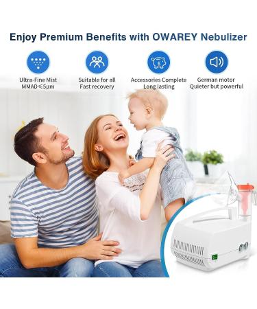 Asthma Nebulizer Machine for Adults and Kids - OWAREY Off-white with Tubing, Mouthpiece, and Masks - Buy Online on GoSupps.com