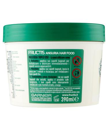 Garnier Fructis Hair Food Anguria - Maschera 3-in-1 per Capelli Fini | 97% Ingredienti Naturali Senza Siliconi | Trattamento Balsamo & Maschera Senza Risciacquo - Spedizione Internazionale - Buy Online on GoSupps.com