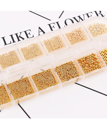 0.6mm Mini Stainless Steel Nail Beads - Gun Grey Rose Gold Caviar DIY Tool for Nail Art Decorations - 6 Sizes - Gold Color - Buy Online on GoSupps.com