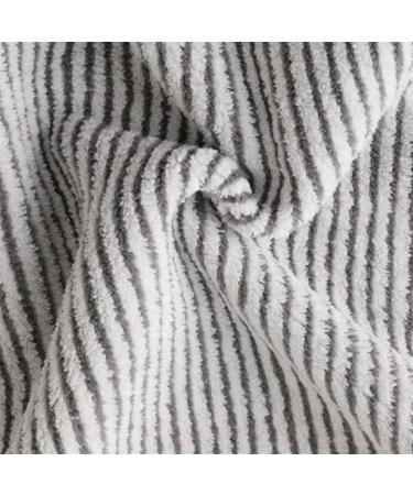 Bamboo Microfiber Hair Towel Wrap Fast Drying Gray Striped Shower Turban with Button | Super Absorbent Anti-Frizz Bath Towel - Buy Online on GoSupps.com