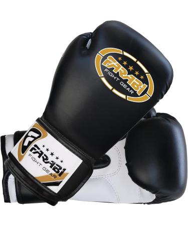 Farabi Sports 6 oz Boxing Gloves for Kids - Black MMA Muay Thai & Kickboxing Sparring Gear - Buy Online on GoSupps.com