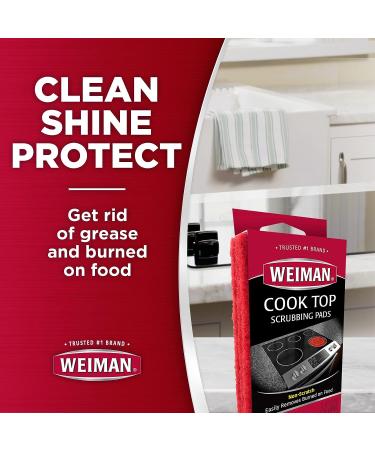 Weiman Cook Top Scrubbing Pads 3 Count 2 Pack - Removes Toughest Stains, Residue Care, Scrubbing Pads - Buy Online on GoSupps.com