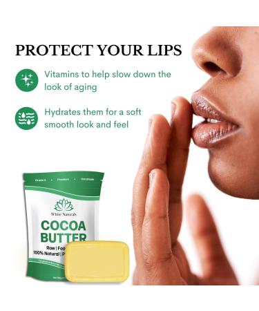 White Naturals Organic Cocoa Butter 1lb - Unrefined Raw 100% Pure Natural Skin and Hair Moisturizer - Ideal for DIY Recipes, Body Butters, Soap Making, Lotions, and Stretch Marks Cream - Lip Balm - 16 oz Block - Buy Online on GoSupps.com