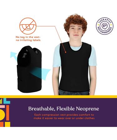 Sensory Compression Vest for Autism & Hyperactivity - Black Large 24x42 inches - Kids & Adults - Breathable & Form-Fitting - Mood Processing Disorders - Special Supplies - Buy Online on GoSupps.com