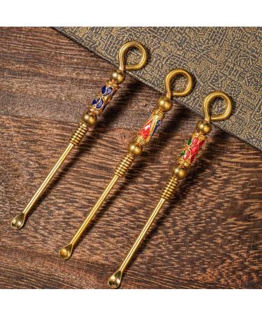 3pcs Brass Ear Wax Remover Earpick Tools - Golden Ear Cleaning Keychain Gift - Buy Online on GoSupps.com