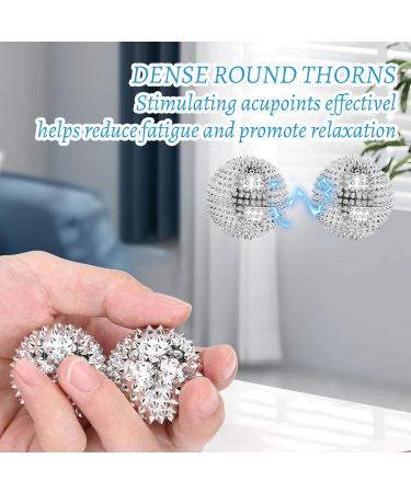 4-Piece Magnetic Massage Balls Set - Stress Relief Hedgehog Ball with 10 Rings & 5 Bracelets - Silver - Buy Online on GoSupps.com