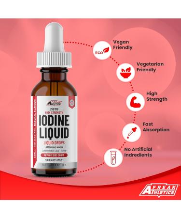 Iodine Liquid Drops 600mcg Vegan Formula | 400 Servings | 240,000mcg per 60ml | Fast Absorption | UK Made - Buy Online on GoSupps.com