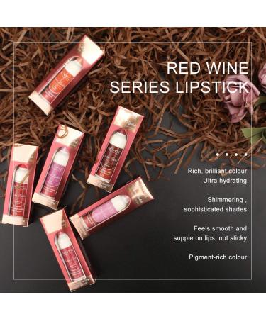 Wine Lip Tint Set - Long Lasting Waterproof Lip Stain & Gloss in 6 Colors | Moisturizing & Pigmented Lip Makeup Gift for Women and Girls - Buy Online on GoSupps.com