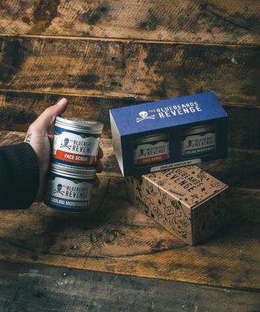 The Bluebeards Revenge Skincare Starter Set Vegan Friendly Gift Set includes Face Scrub (150ml) Cooling Moisturiser (150ml) - 2 Piece Travel Shower Essentials Set - Buy Online on GoSupps.com