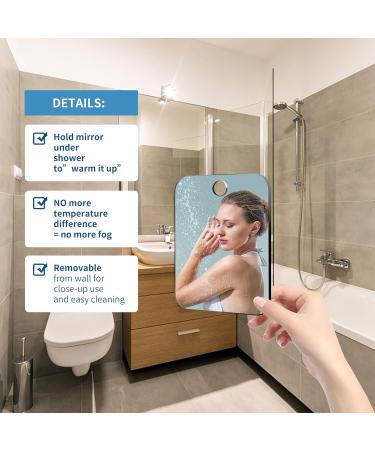 Fogless Shower Mirror Set for Men - Unbreakable 10.7x8 Inch Vanity Mirror - 2 Pack - Buy Online on GoSupps.com