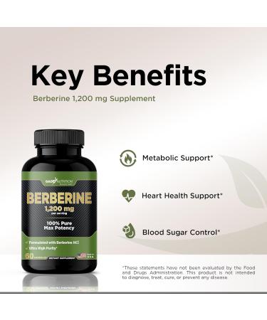 Gade Nutrition Berberine Supplement | Berberine HCI 1200mg Per Serving - Top Choice Vegetable Capsules Gluten Free Non-GMO Dairy Free - Made in USA - Buy Online on GoSupps.com
