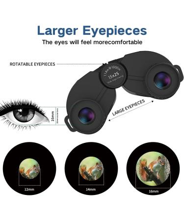 Compact 15x25 Waterproof Binoculars for Adults and Kids - Low Light Vision, Easy Focus - Ideal for Bird Watching - Black - Buy Online on GoSupps.com