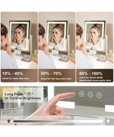 Kottova Vanity Makeup Mirror with Lights, 3 Color Modes, Touch Control, 10X Magnification, Phone Holder - Metal Frame, White - Buy Online on GoSupps.com