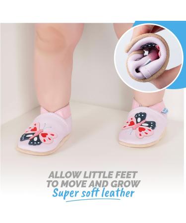 Baby Walking Shoes 6-12 Months - Leather Toddler Shoes for Baby Girl and Boy - Soft Sole Beth Butterfly Design - Buy Online on GoSupps.com