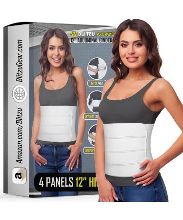 BLITZU 12 4 Panels Postpartum Belly Band & Abdominal Binder Compression Wrap Support Belt for Post Surgery Recovery Hernia C-Section Stabilize Core Prevent Injury and Improve Muscle Tone. S-M S-M: Waist Size 30 -42