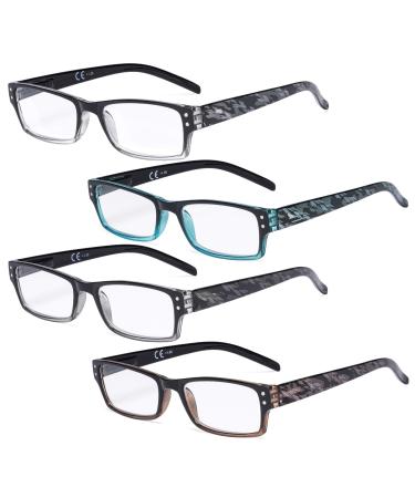 Eyekepper Reading Glasses 4 Pack Fashion Spring Hinge Readers Great Value Quality Glasses Women Reading +1.50 +1.50 4 Pairs Mix